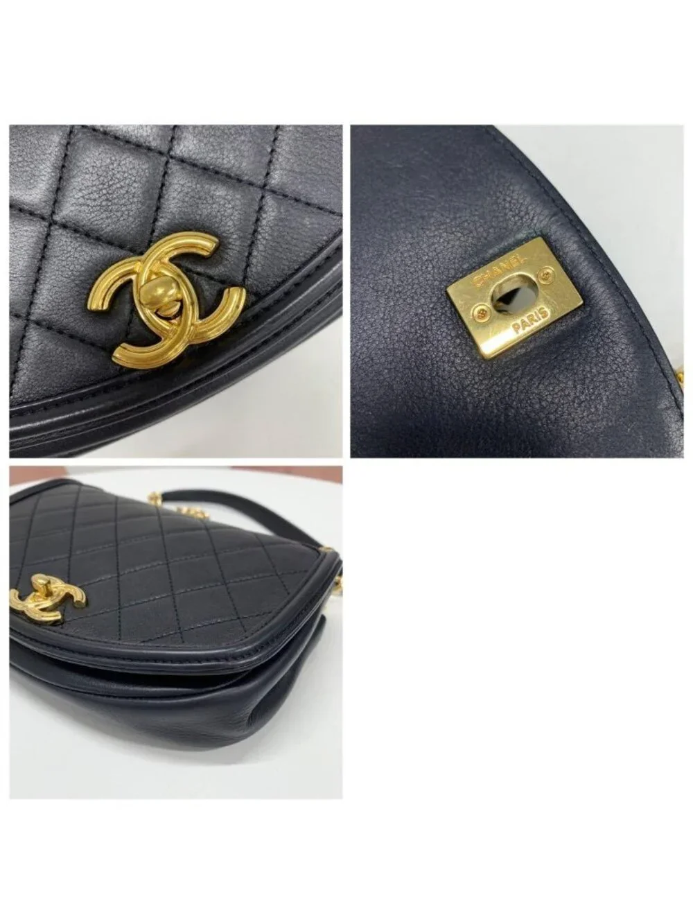 Chanel Quilted Turnlock CC Logo Lambskin Shoulder